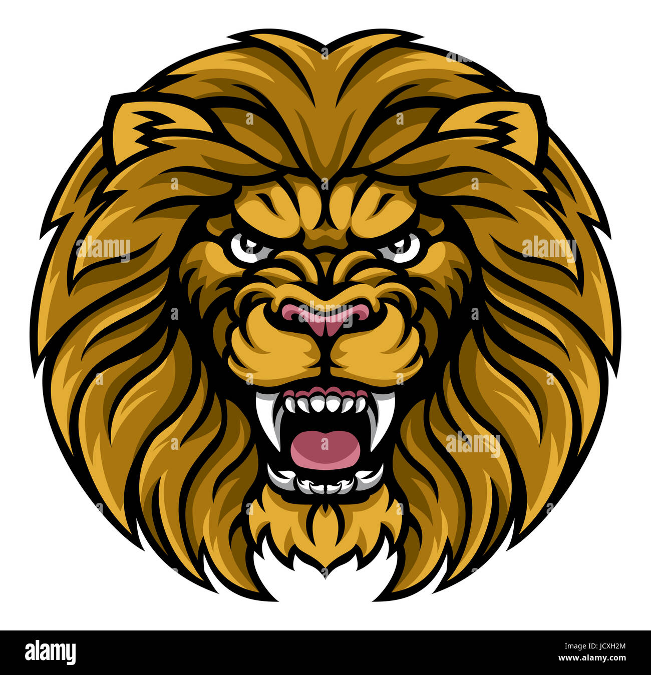 An angry lion sports mascot animal character Stock Photo