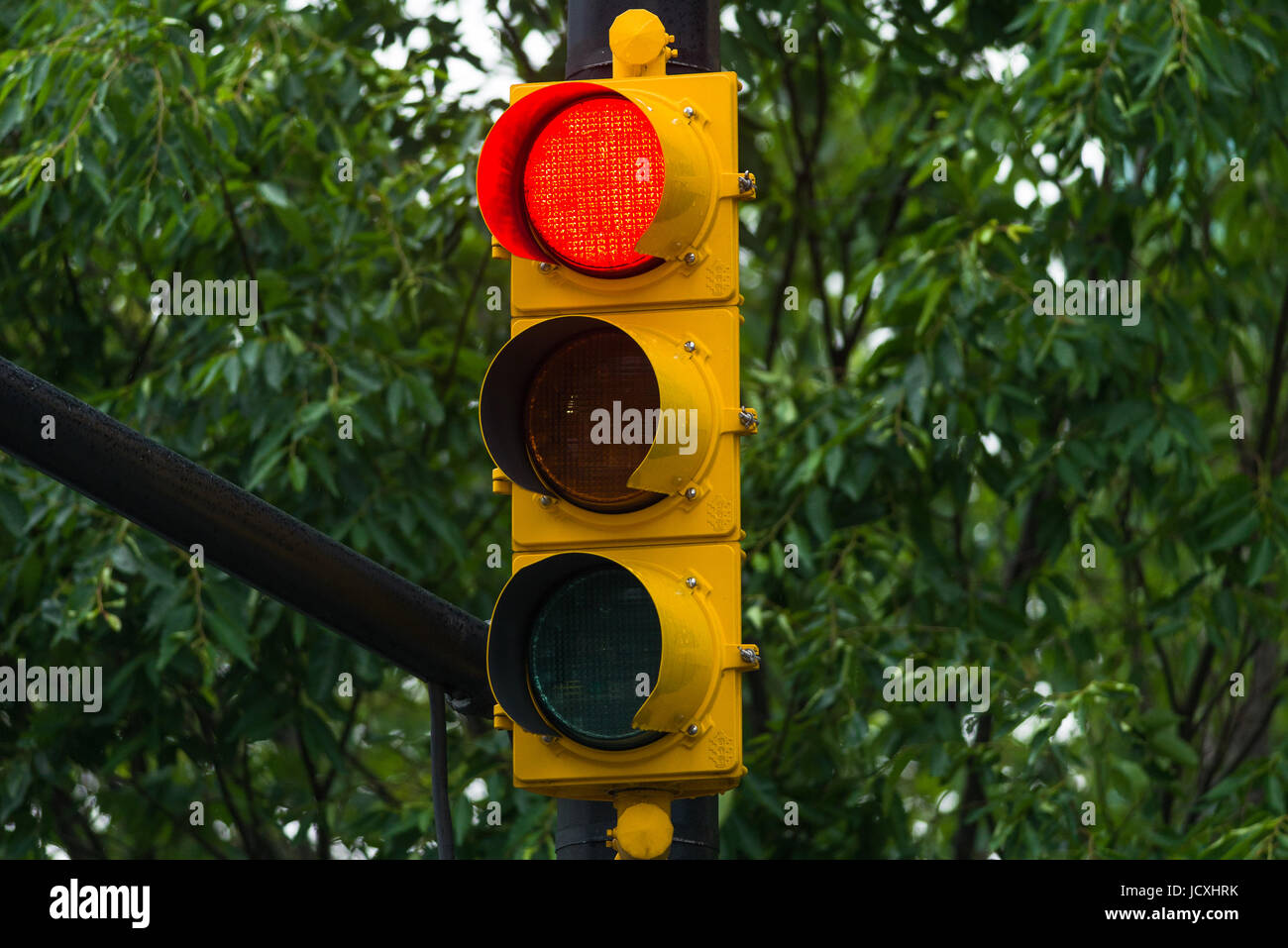 Red Traffic Light Signal, New York, United States of America Stock Photo