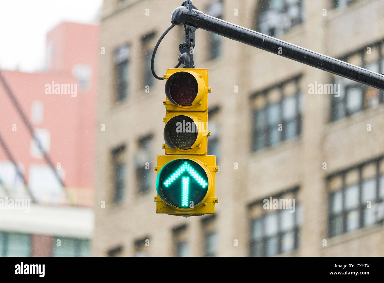 Green Arrow Traffic Light, New York, United States of America Stock Photo