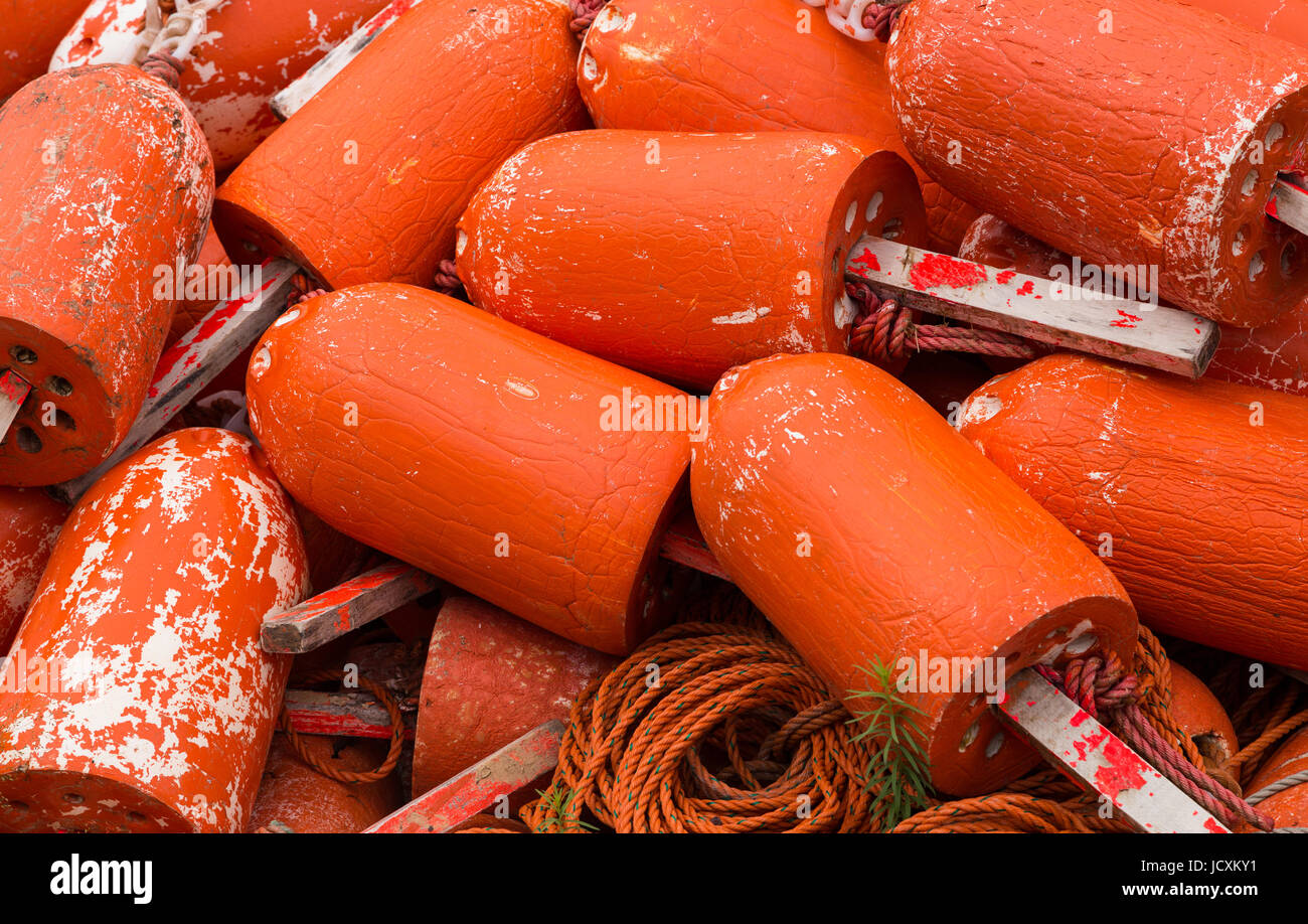 Orange Lobster Buoys Stock Photo