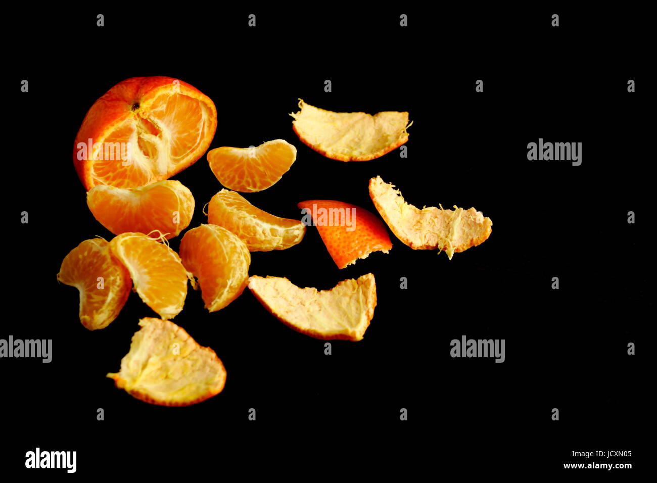 Mandarin Peeled and Segmented Stock Photo