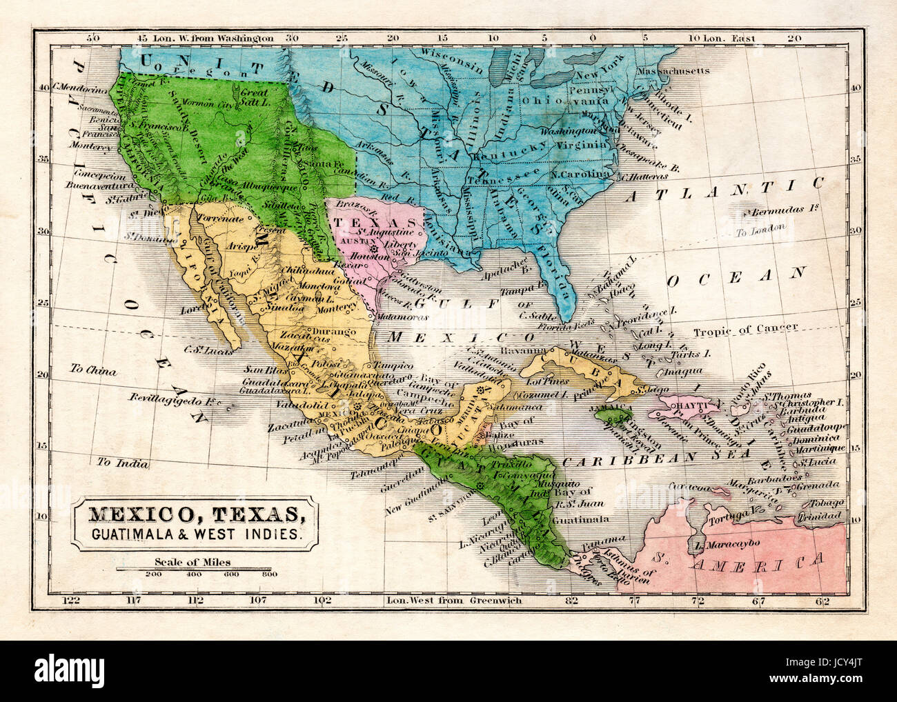 1845 Boynton Map of the Republic of Texas, Mexico, Guatemala, West ...