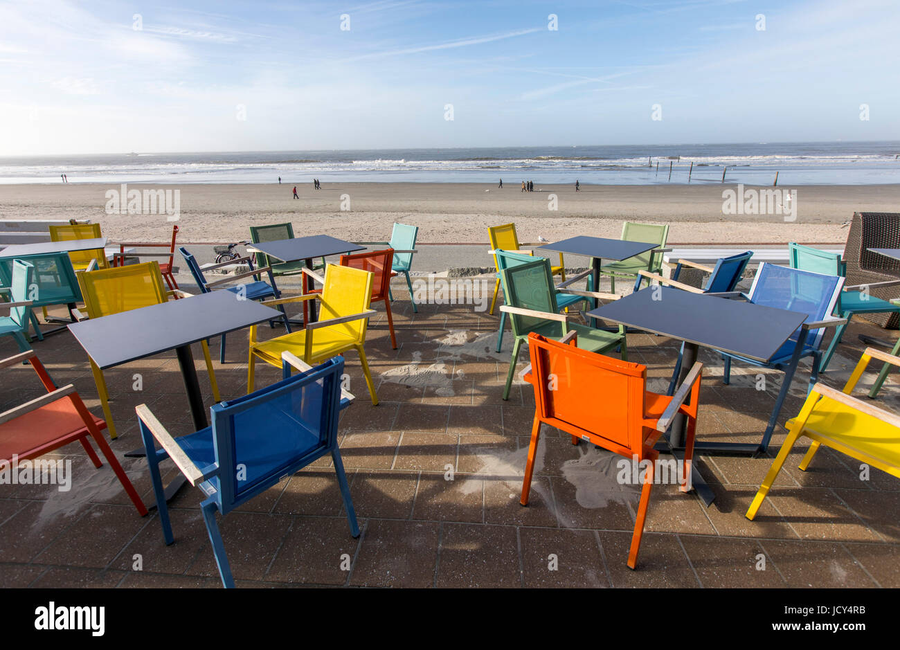 North Sea island, Norderney, East Frisia, Germany, beach promenade,  cafe, beach bar, Stock Photo