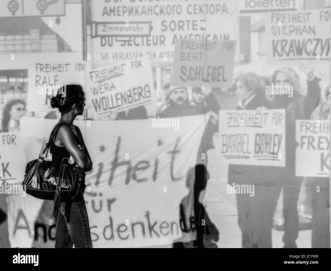 BERLIN GERMANY- WALL DISTRICT - PASSING HISTORY - BERLIN WALL - BERLIN WOMAN - BERLIN STREET PHOTOGRAPHY © Frédéric BEAUMONT Stock Photo