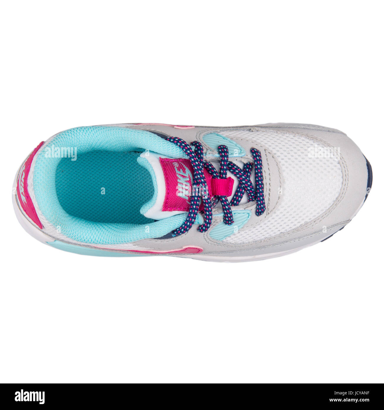 Nike Air Max 90 Mesh (TD) White, Grey, Pink and Turquoise Toddler's Running  Shoes - 724857-102 Stock Photo - Alamy