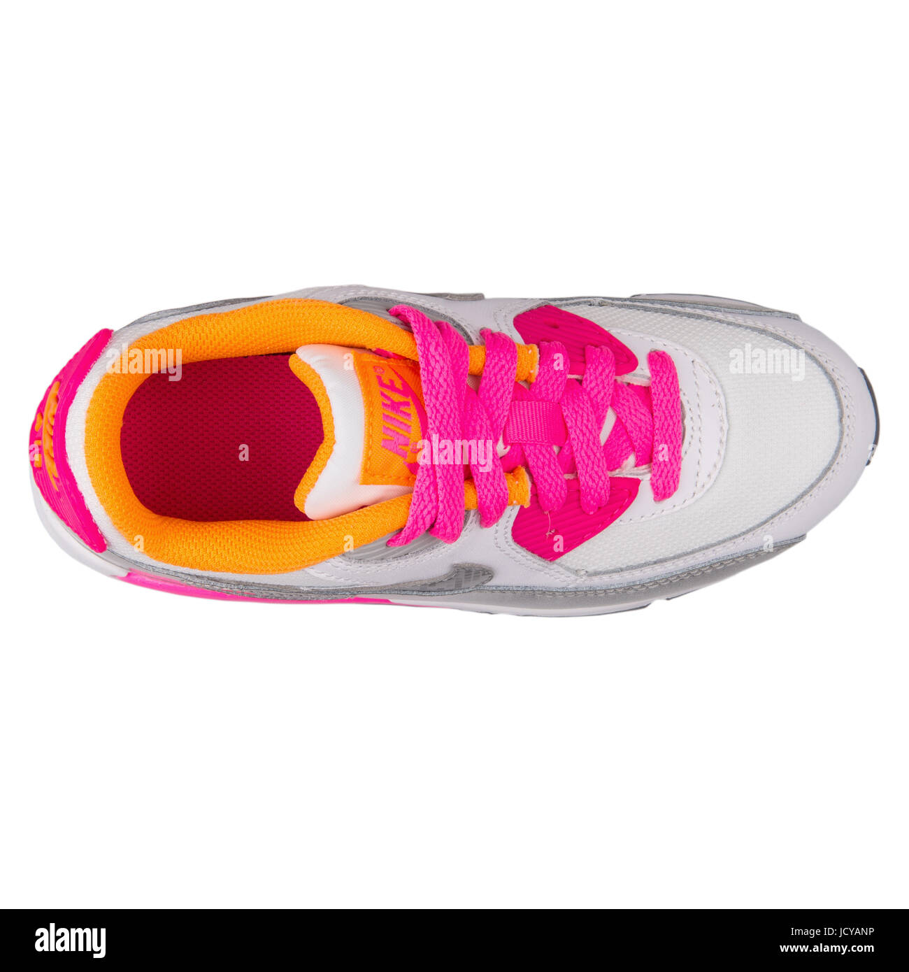 Nike Air Max 90 Mesh (PS) White, Silver and Pink Kid's Running Shoes -  724856-101 Stock Photo - Alamy