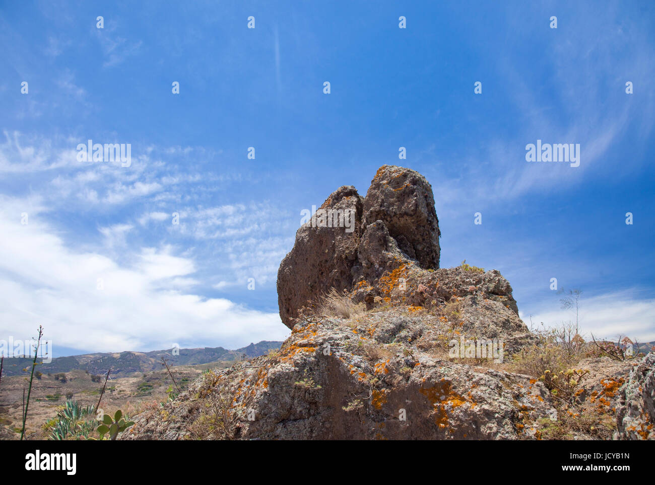 Gran Canaria,  valley close to Santa Brigida, June, volcanic rock formation Stock Photo