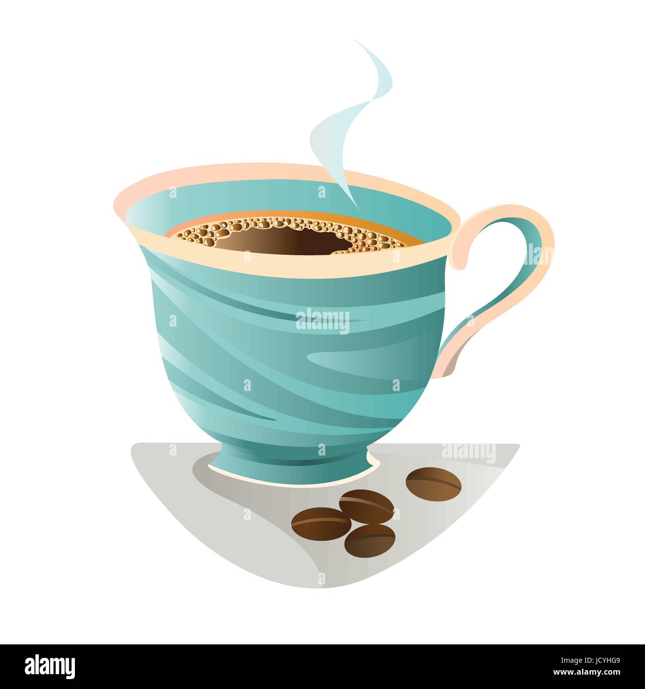 Black coffee with foam in the turquoise Cup isolated on white Stock