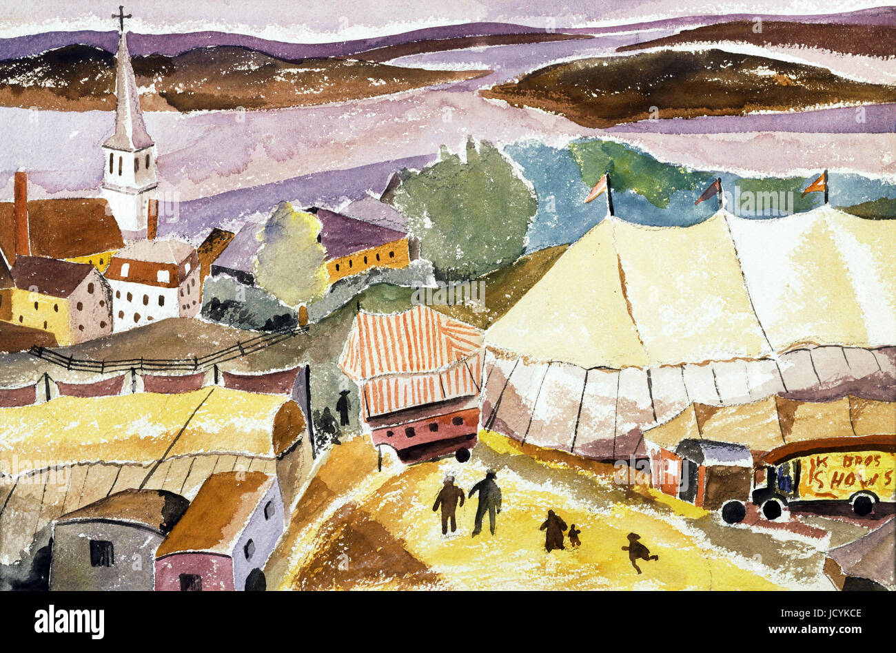 Hugh Collins, The Circus Comes to Treport. Undated. Watercolor on paper. The Phillips Collection, Washington, D.C., USA. Stock Photo