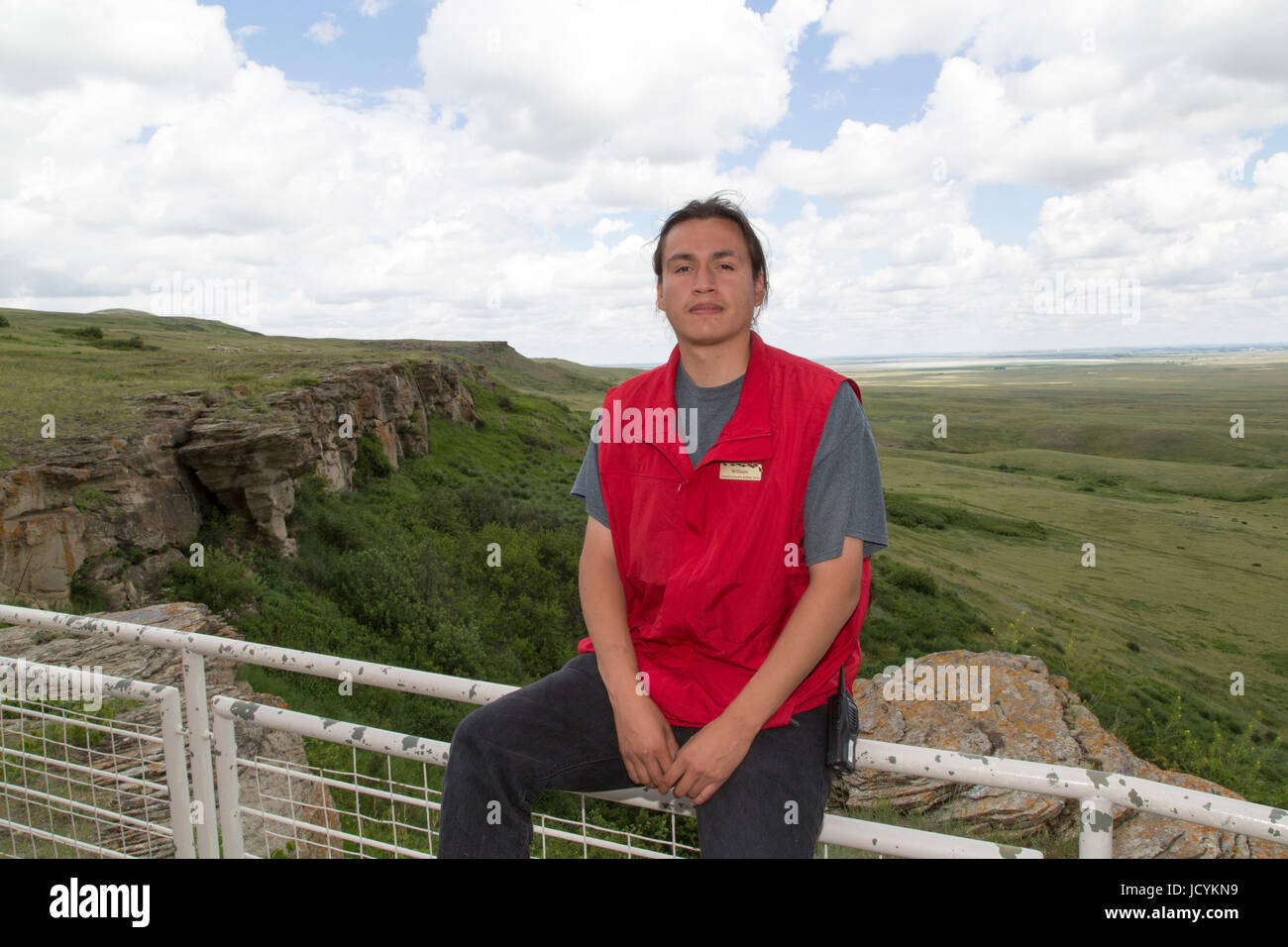 William, an interpretive guide at Head-Smashed-In Buffalo Jump in Alberta, Canada, The First Nations' hunting ground was used for 6,000 years and is t