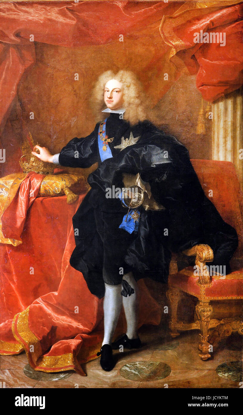 Hyacinthe Rigaud, Felipe V de Espana. 1701 Oil on canvas. Palace of Versailles, France. Stock Photo