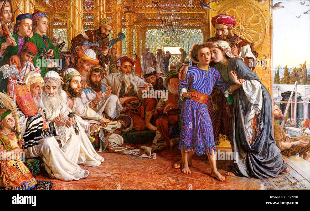 William Holman Hunt, The Finding of the Saviour in the Temple. 1854-1855 Oil on panel. Birmingham Museum and Art Gallery, England. Stock Photo
