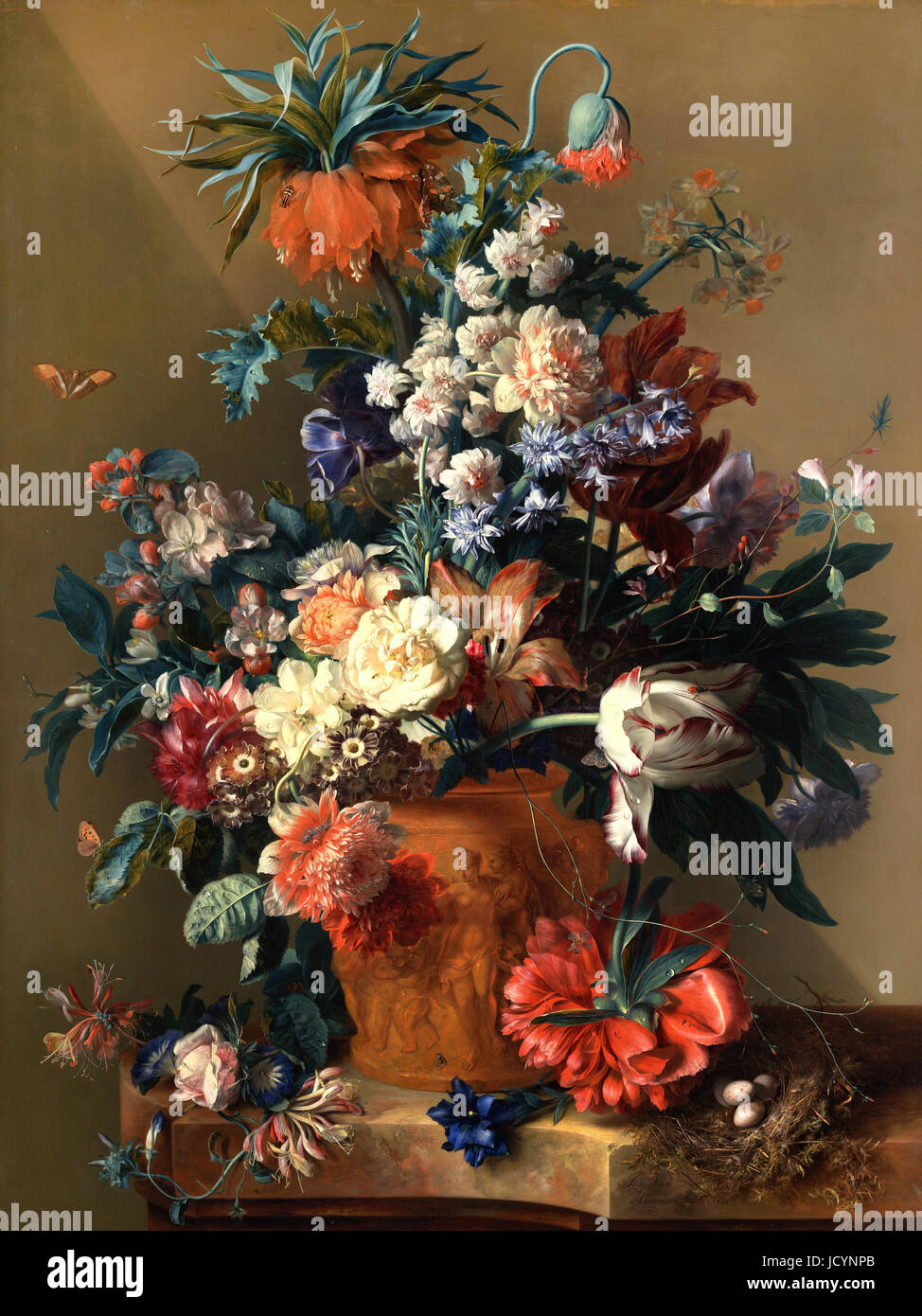 Jan van Huysum, Vase of Flowers. 1722 Oil on panel. Getty Center, Los Angeles, USA. Stock Photo