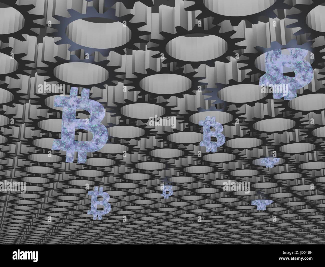 bitcoin mining birth gear concept digital art Stock Photo - Alamy