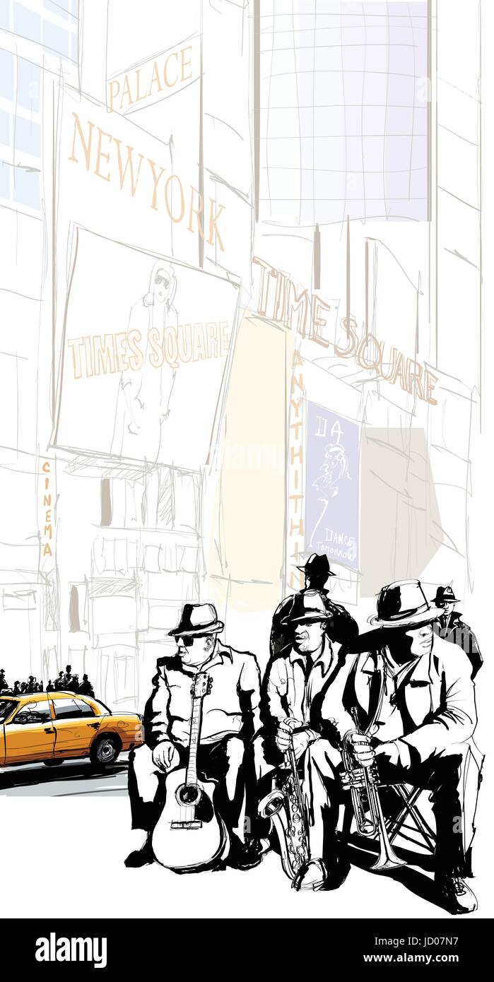 Jazz band in New-York - vector illustration Stock Vector Image & Art ...