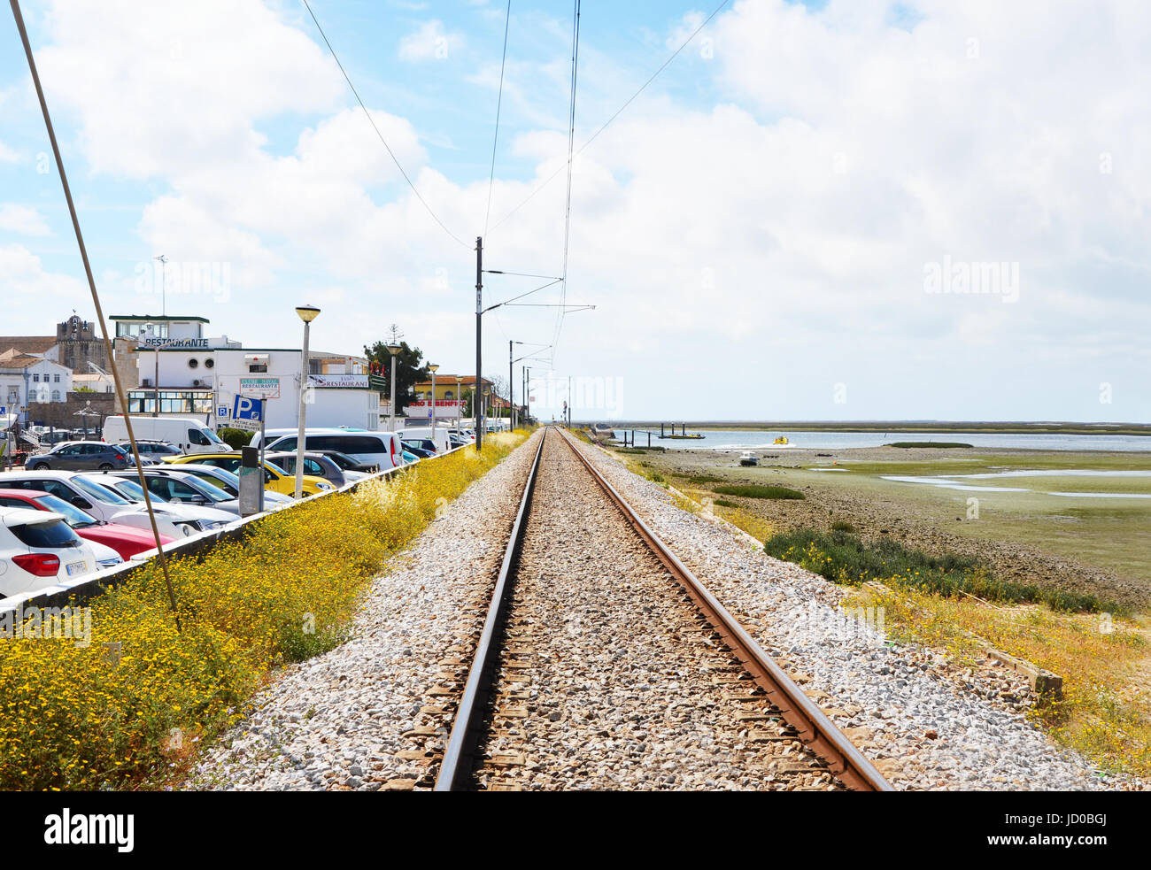 Railroad Tracks for train transportation in Faro, Algarve, Portugal Stock Photo Alamy