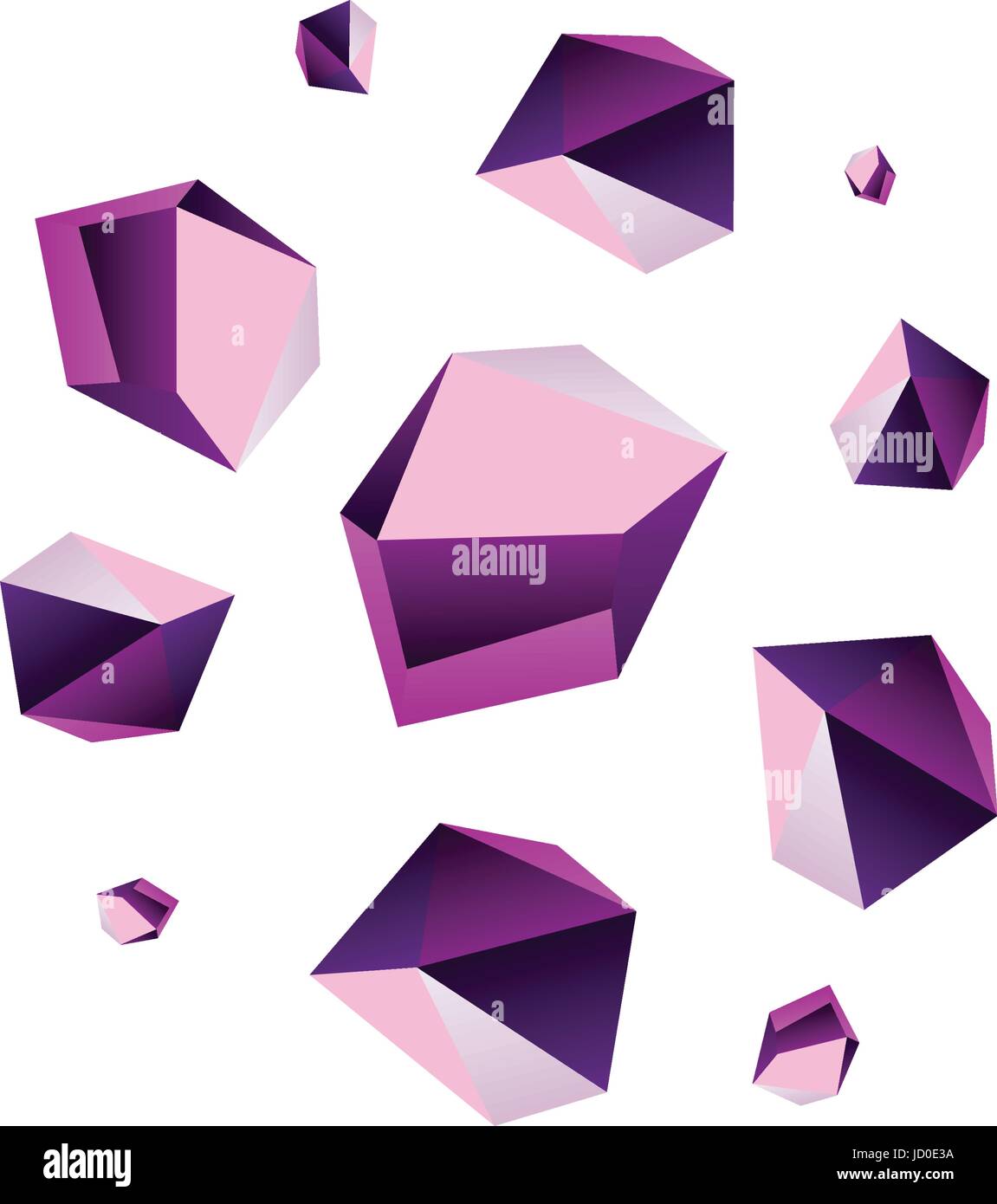 Amethyst stone crystal quartz mineral. Violet variety of quartz crystal cluster vector illustration. Stock Vector