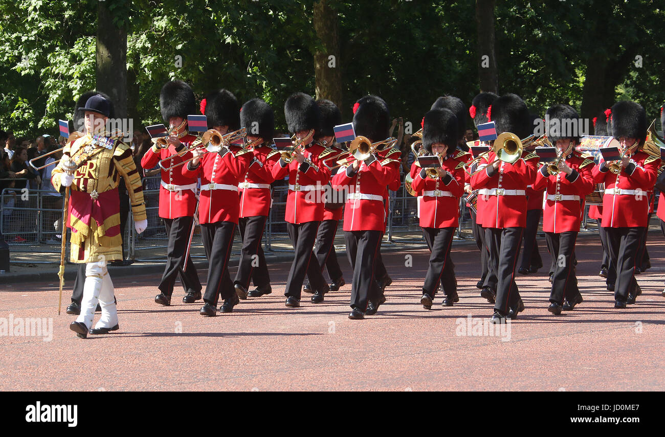 UK. 17th June, 2017. June 17, 2017 - General views at Trooping The Colour 2017 along the The Mall in Central London, England, UK Credit: Stills Press/Alamy Live News Stock Photo