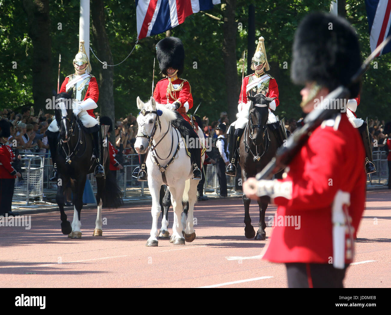UK. 17th June, 2017. June 17, 2017 - General views at Trooping The Colour 2017 along the The Mall in Central London, England, UK Credit: Stills Press/Alamy Live News Stock Photo