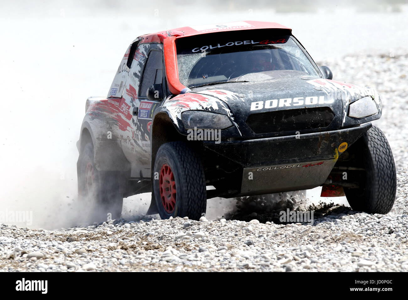 Valvasone, Italy. 17th June, 2017. ITALY, Valvasone: BORSOI ELVIS ITA BORSOI ELVIS ROSSI STEFANO TOYOTA TOYODELL competes during Leg3 of the 24th edition of the World Cup for Cross Country Rallies - Italian Baja 2017 on 17th June, 2017 Credit: Andrea Spinelli/Alamy Live News Stock Photo