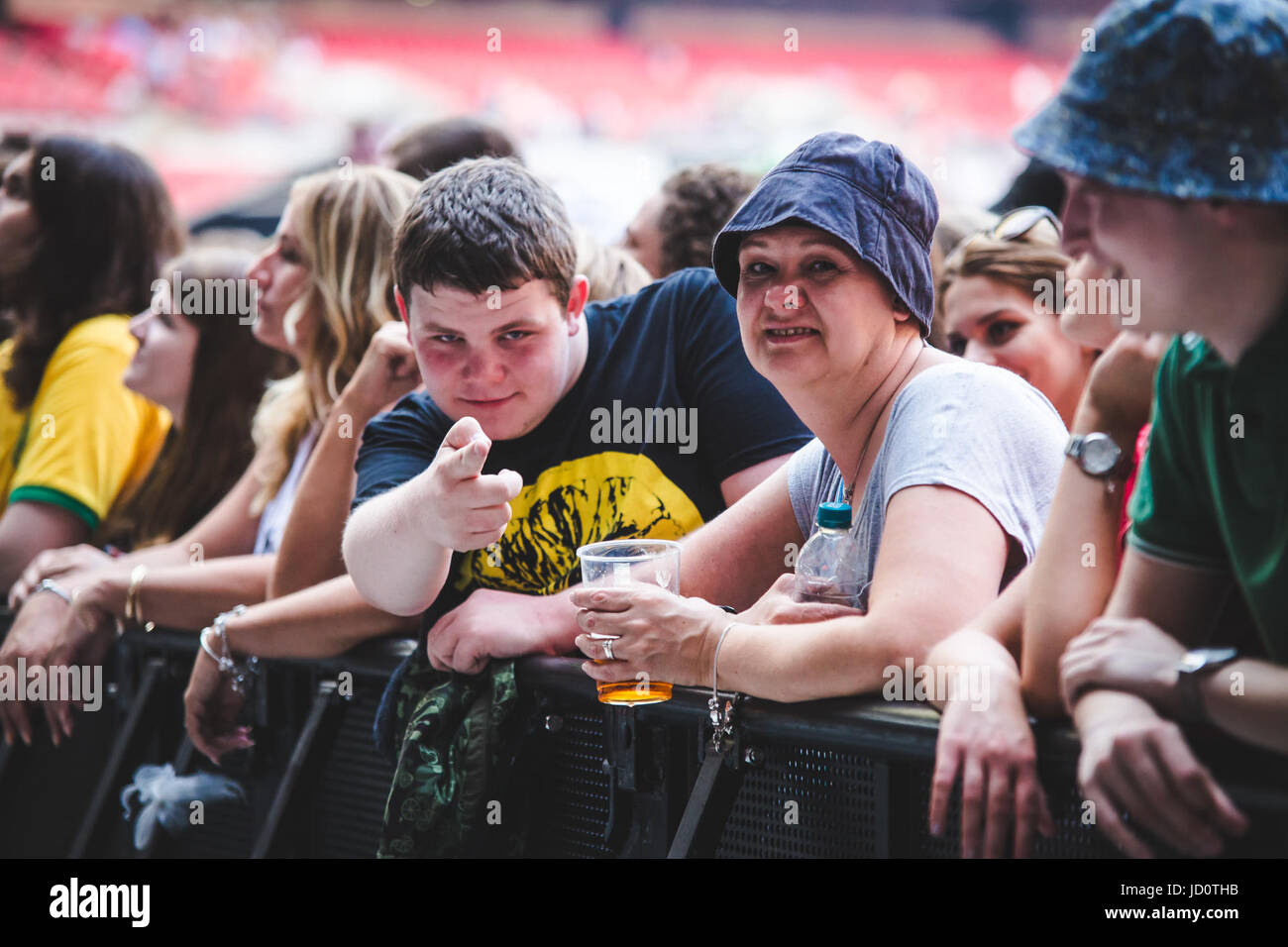 London, UK. 17th June, 2017. Crowd members at The Stone Roses sell out ...