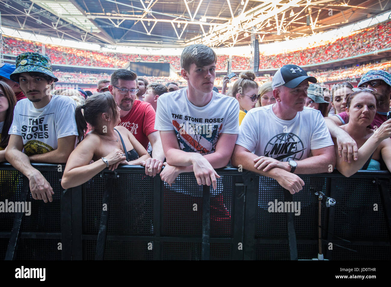 London, UK. 17th June, 2017. Crowd members at The Stone Roses sell out ...