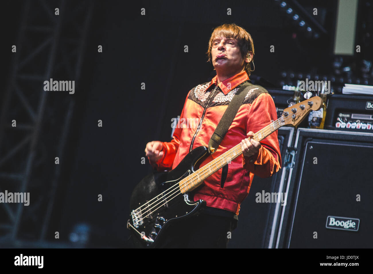 London, UK. 17th June, 2017. Mani of The Stone Roses performing a sell out show at Wembley Stadium, London, 2017 Credit: Myles Wright/ZUMA Wire/Alamy Live News Stock Photo