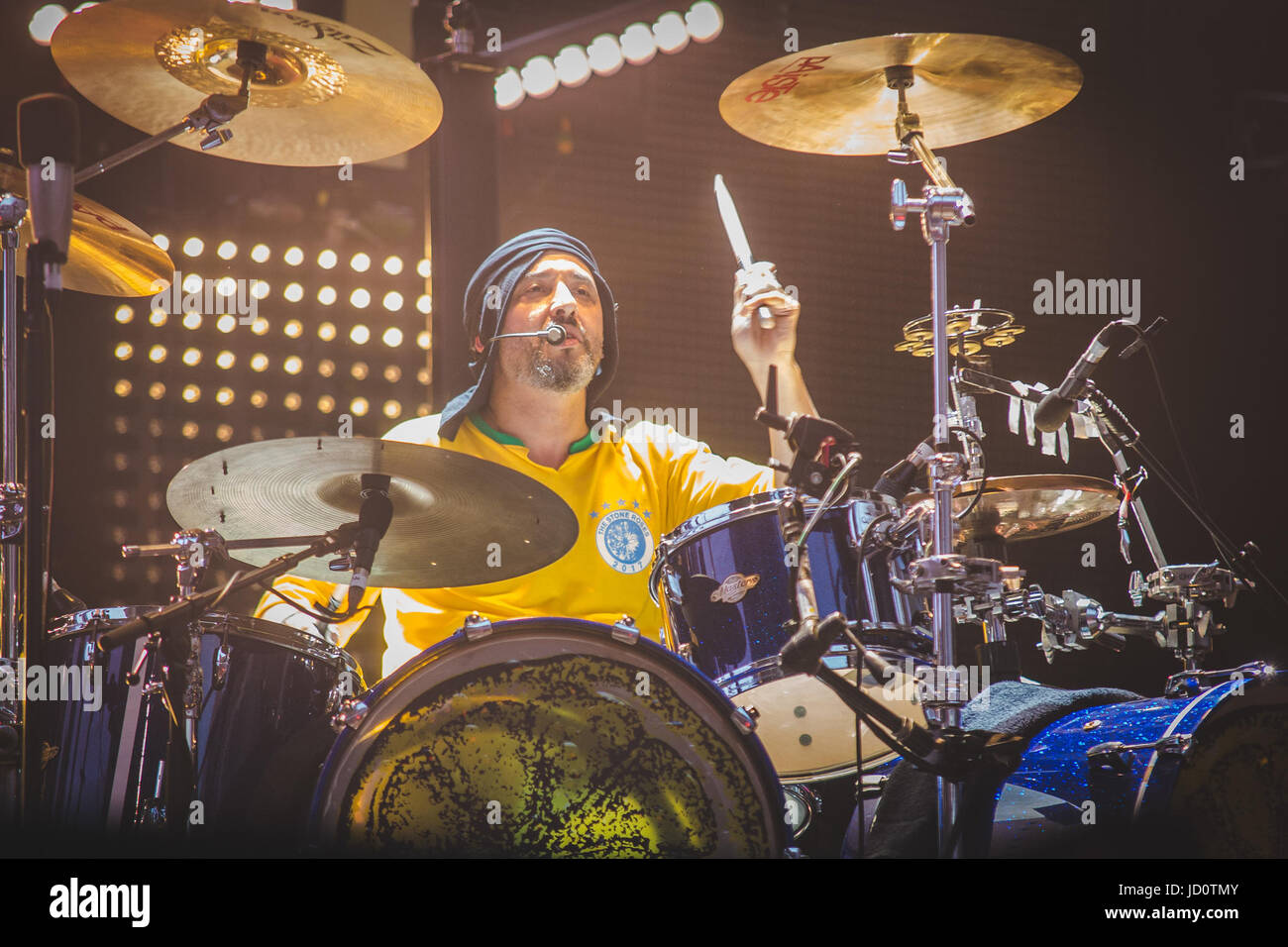 London, UK. 17th June, 2017. Alan Wren of The Stone Roses performing a sell out show at Wembley