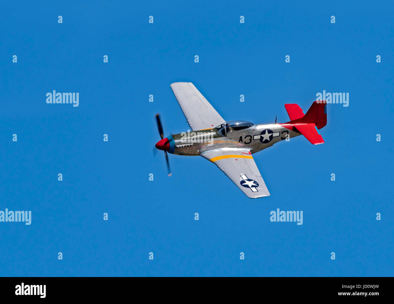 Weston-super-Mare, UK. 17th June, 2017. The P51D Mustang aircraft  'Tall In The Saddle' during its display in blue skies, on a summer day in Weston-super-Mare, UK. Credit: Bob Sharples/Alamy Live News Stock Photo