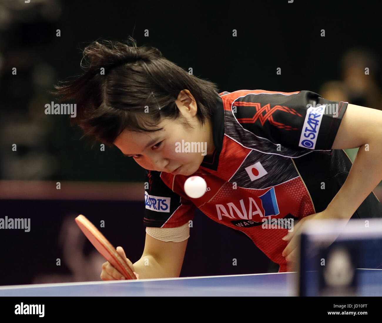 Tokyo, Japan. 17th June, 2017. Japanese table tennis player Miu Hirano