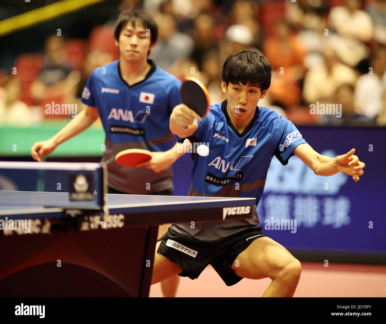 Tokyo, Japan. 17th June, 2017. Japanese table tennis players Maharu