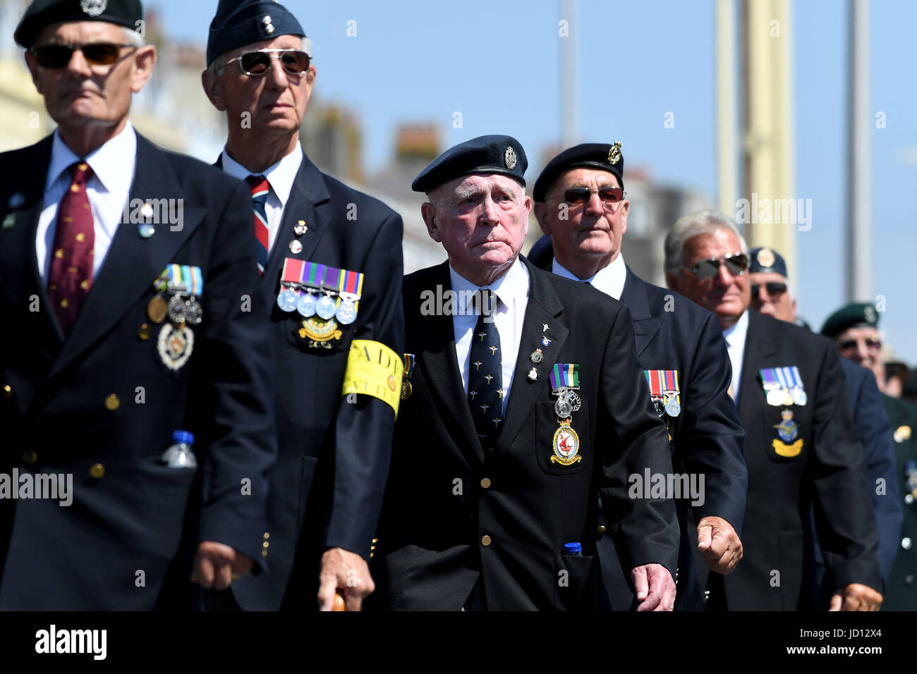 Weymouth, Dorset, UK. 18th June, 2017. Veterans parade Credit: Finnbarr Webster/Alamy Live News Stock Photo