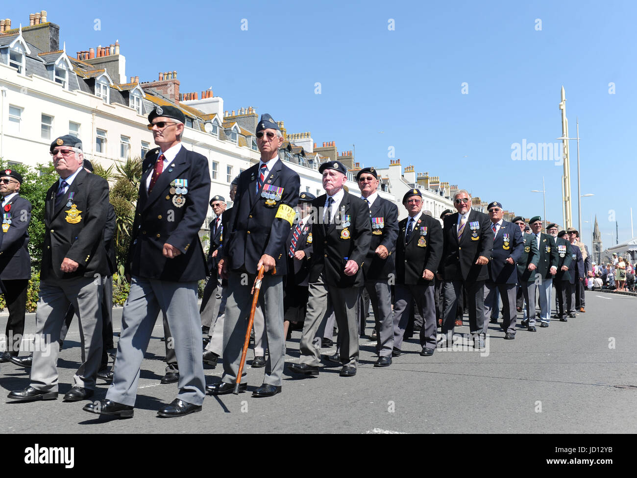 Weymouth, Dorset, UK. 18th June, 2017. Veterans parade Credit: Finnbarr Webster/Alamy Live News Stock Photo