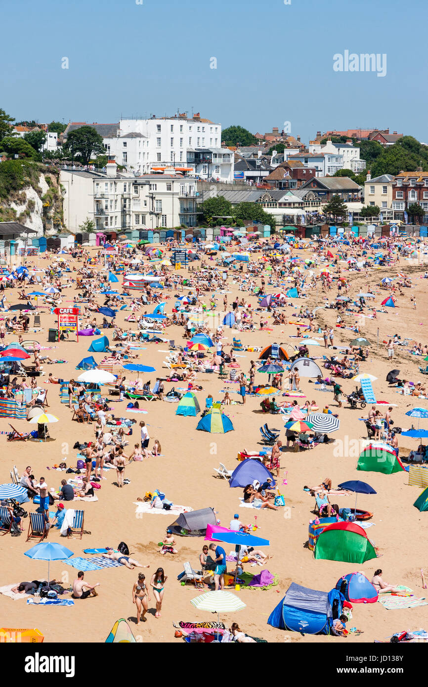 England, Broadstairs, Viking Bay beach. Packed in the summer time with