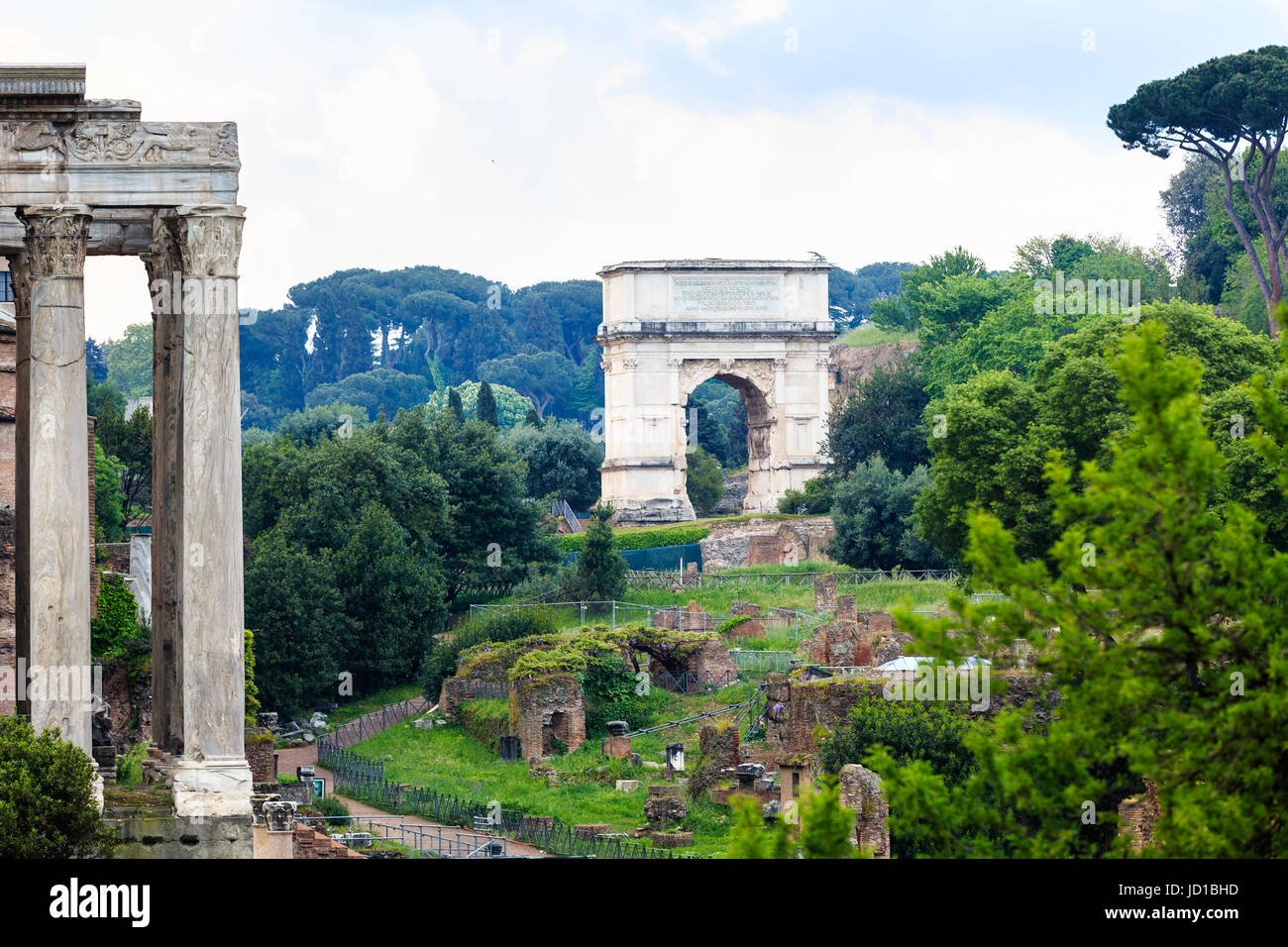 The Iconic Arch of Titus on the Via Sacra in Roman Forum Stock Photo ...
