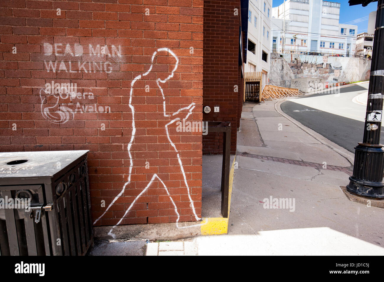 Dead Man Walking Chalk Outlines in Streets of St. John's, Newfoundland, Canada Stock Photo
