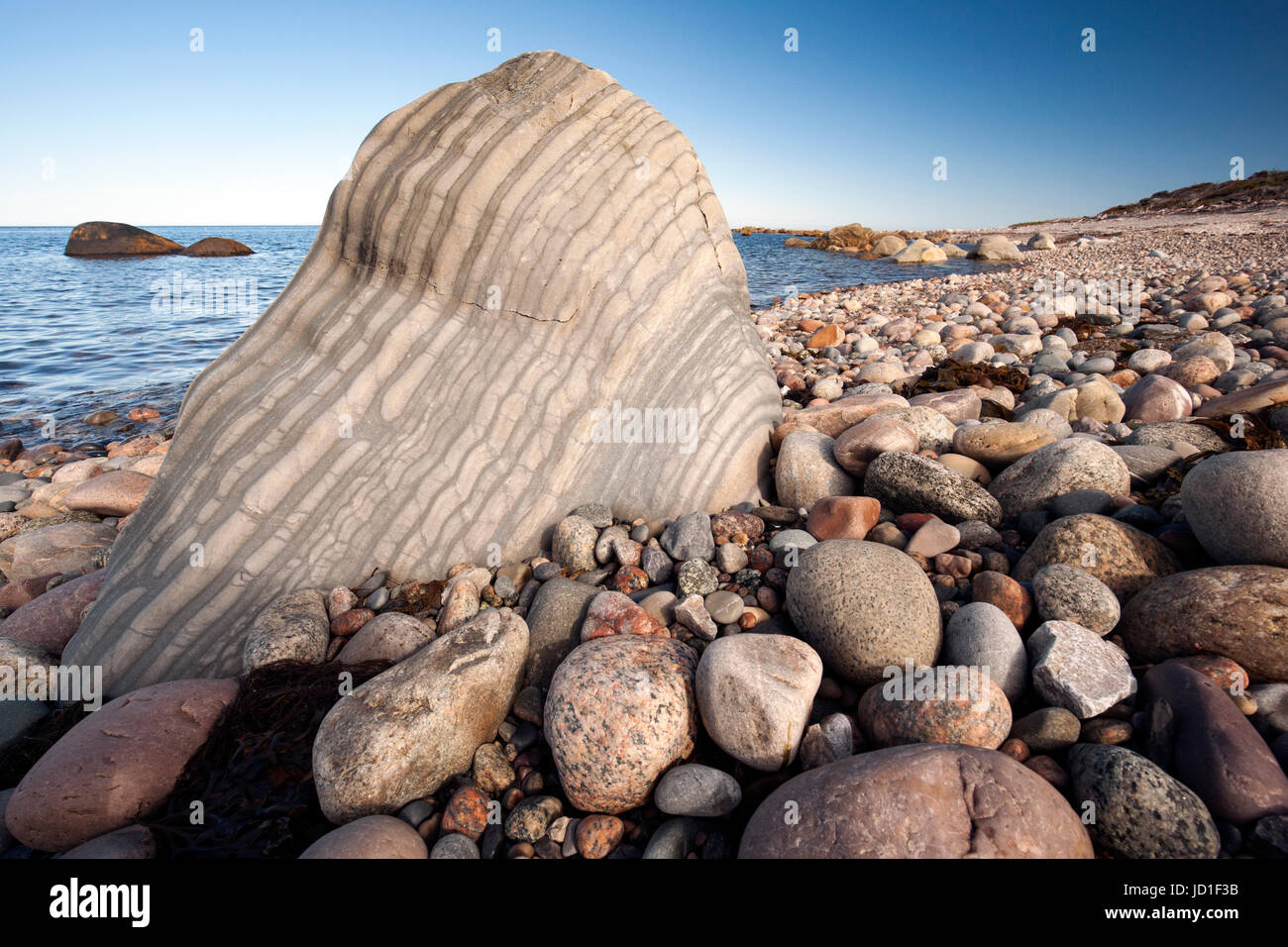 Rocky beach landscape in Gros Morne National Park, near Rocky Harbour, Newfoundland, Canada Stock Photo