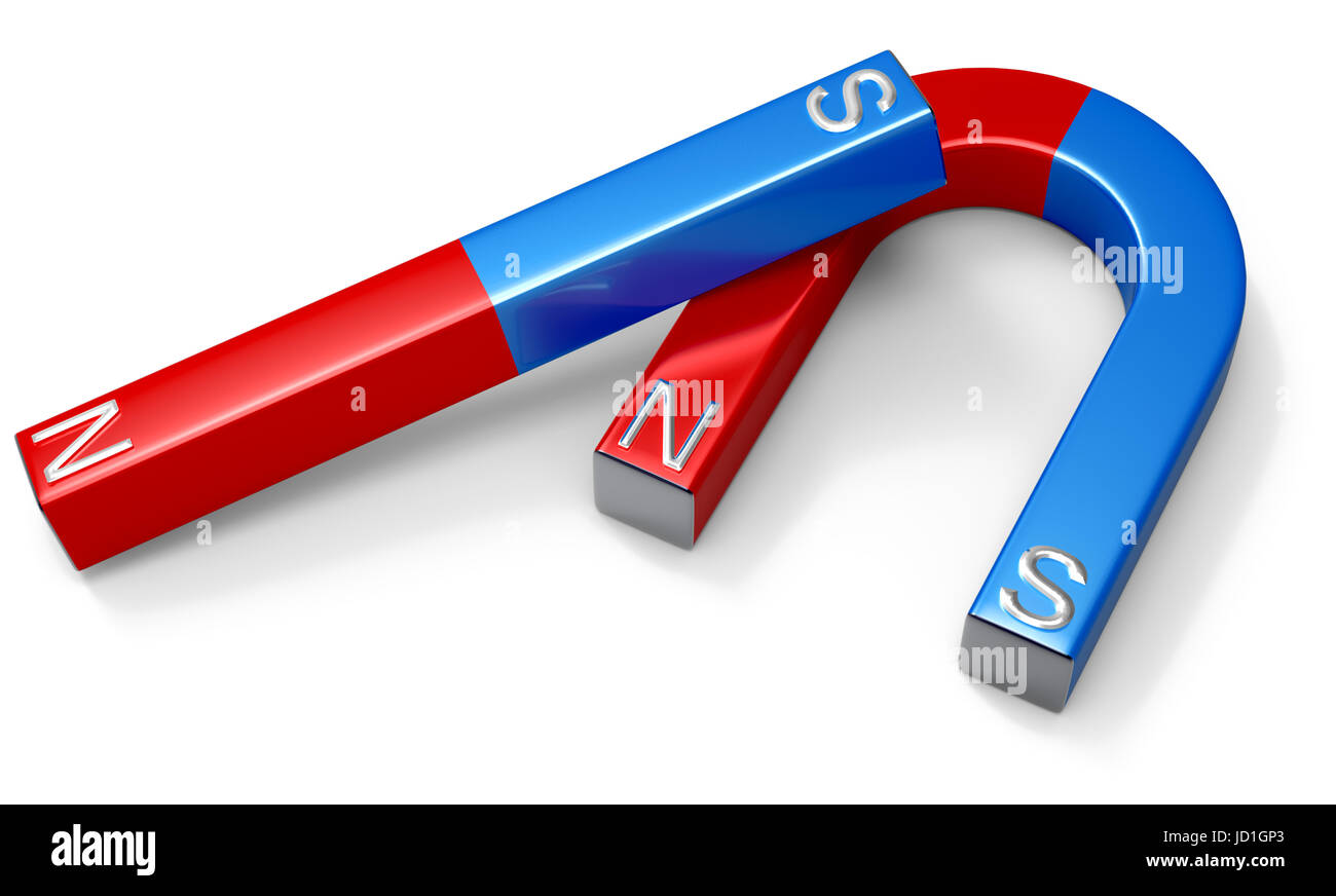 blue, field, horseshoe, polarity, red, blue Stock