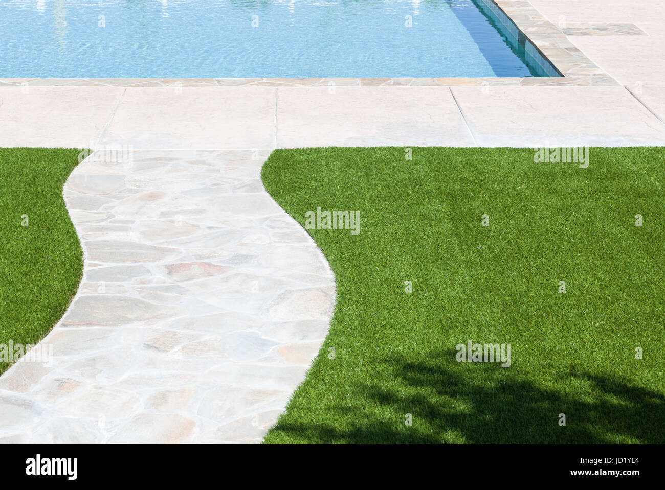New Artificial Grass Installed Near Walkway and Pool Stock Photo Alamy