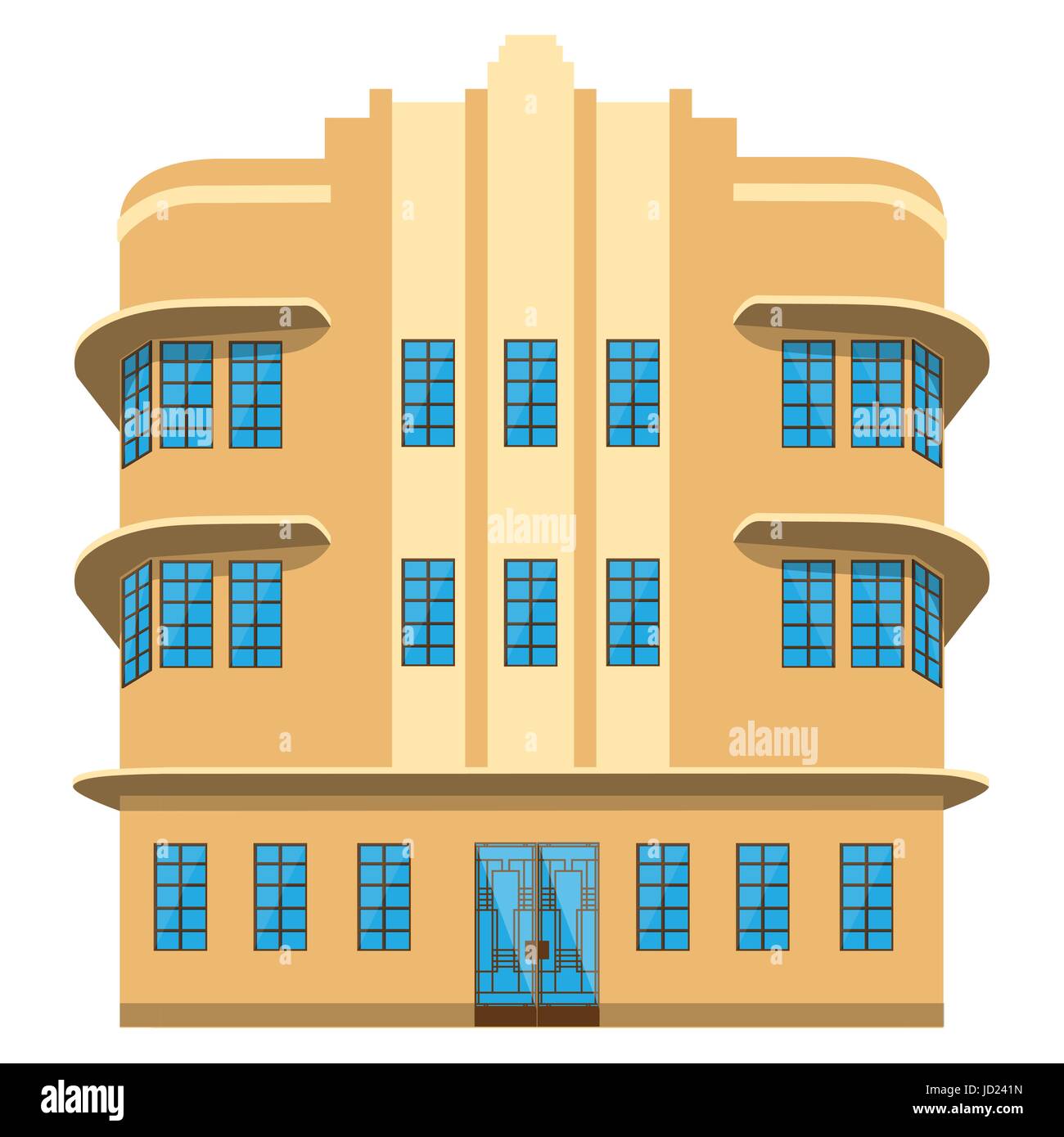 Vector Illustration Residential Building House In Art Deco Style