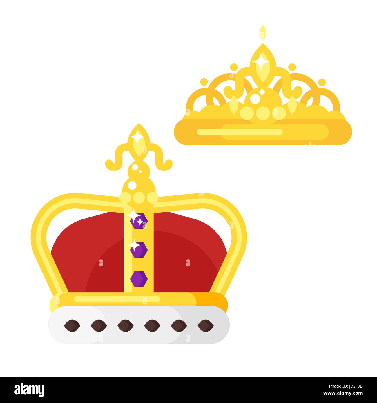 Vector flat style illustration of golden crowns. Icon for web. Isolated ...