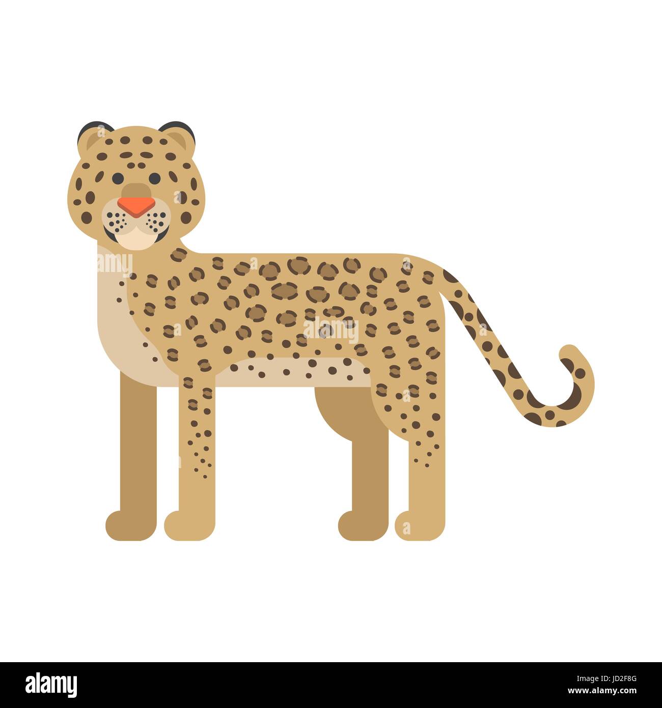 Vector flat style illustration of leopard. Icon for web. Stock Vector
