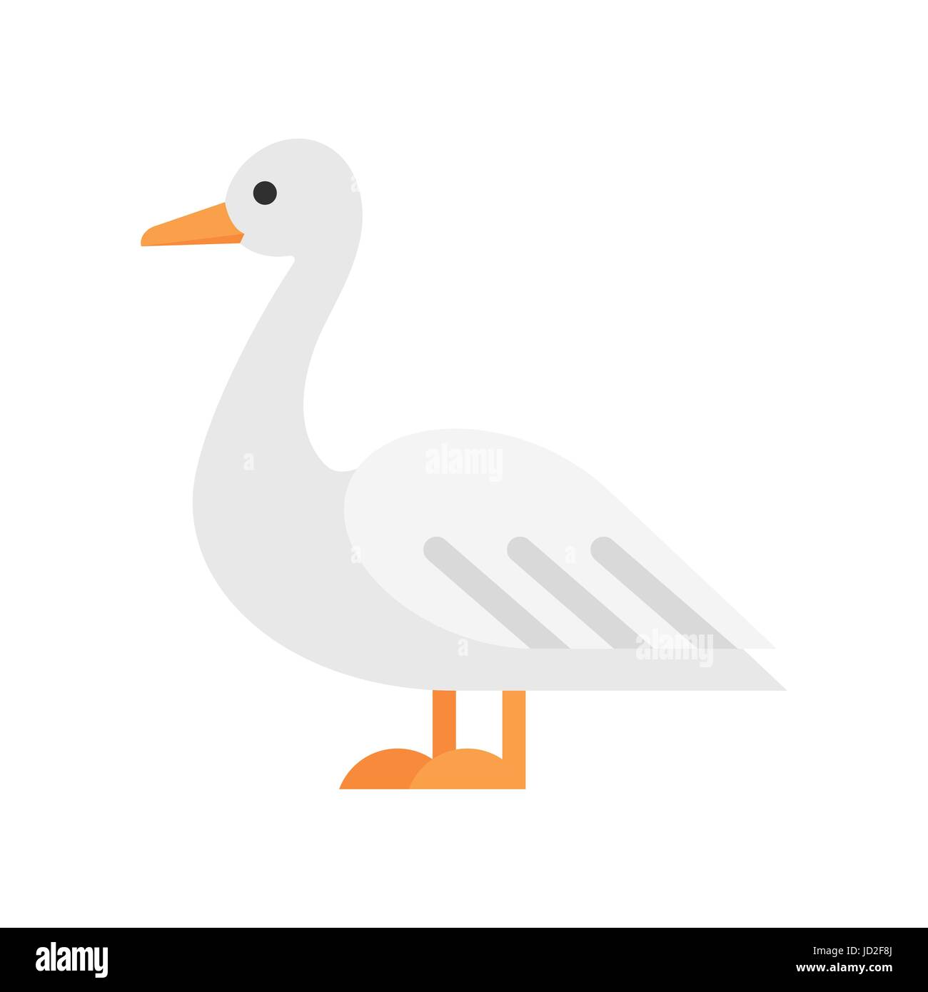 Vector flat style illustration of duck. Icon for web. Isolated on white background. Stock Vector