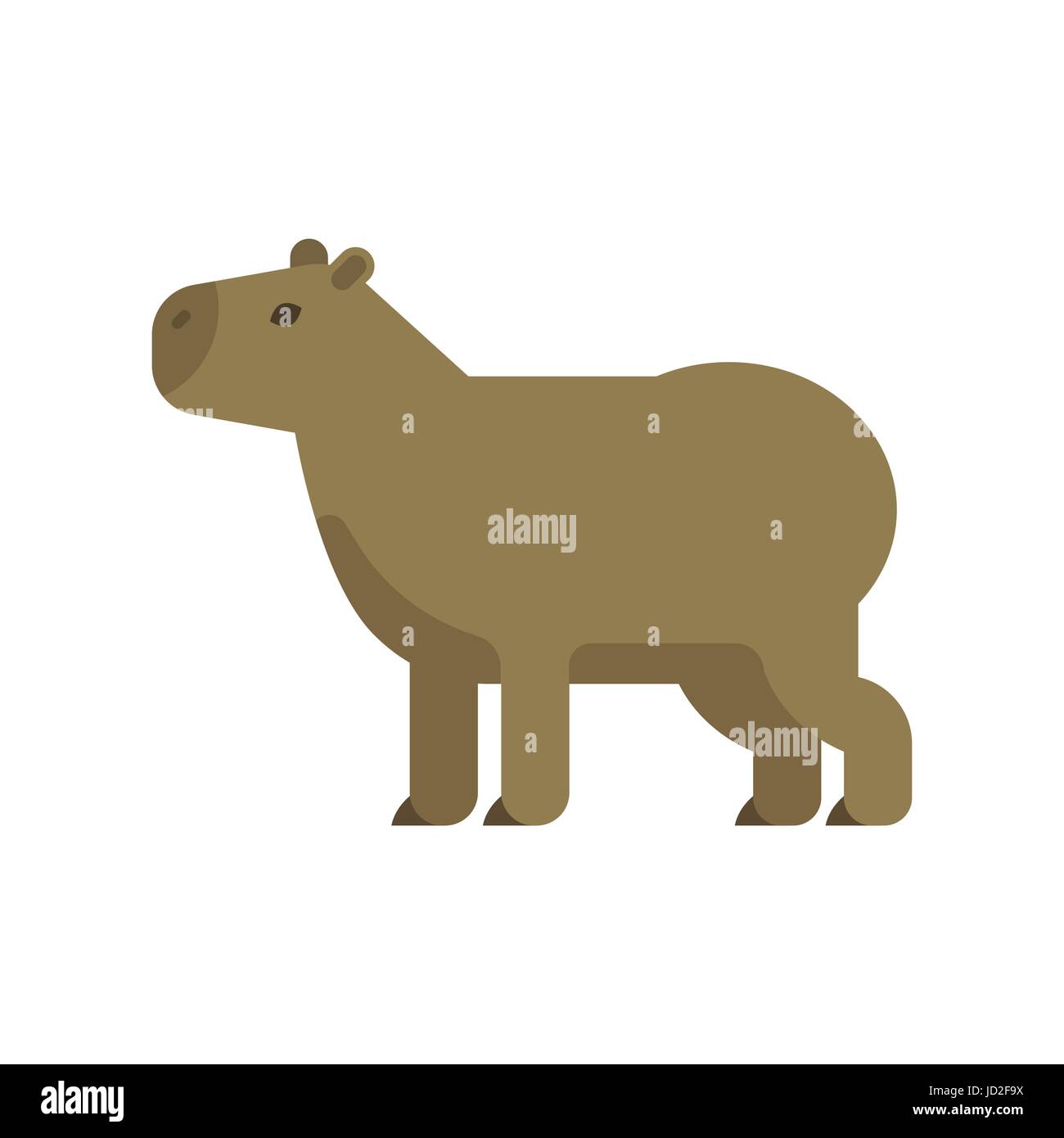 Vector flat style illustration of capybara. Icon for web. Isolated on white background. Stock Vector