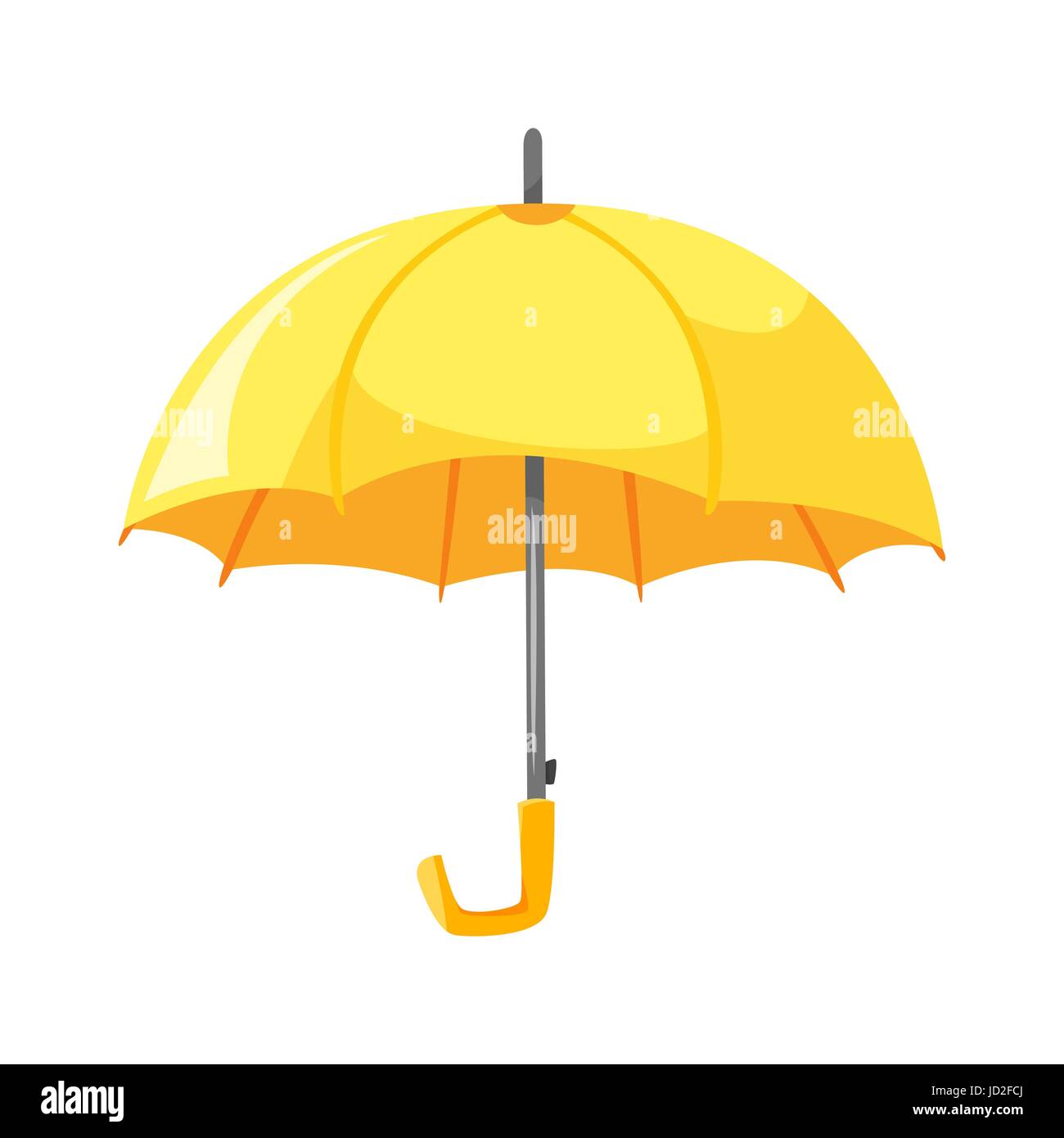 Vector cartoon style illustration of yellow umbrella. Icon for web