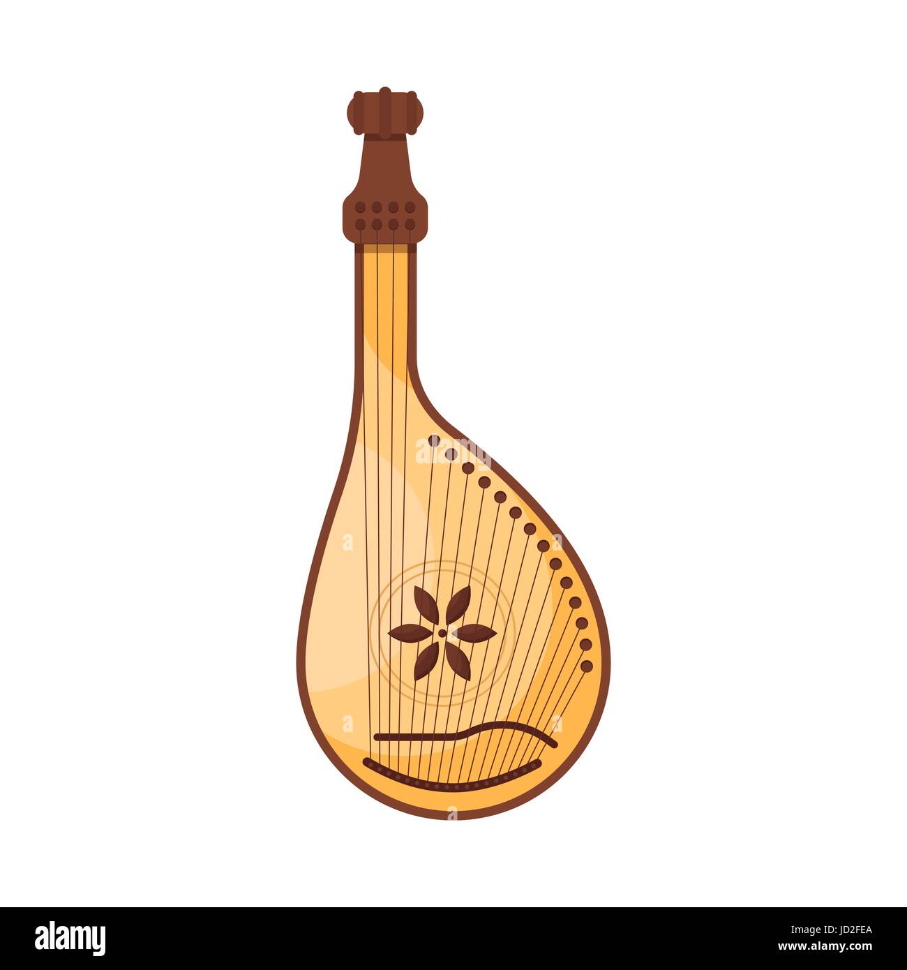 Vector flat style Ukrainian traditional musical instrument bandura. Icon for web. Isolated on white background. Stock Vector