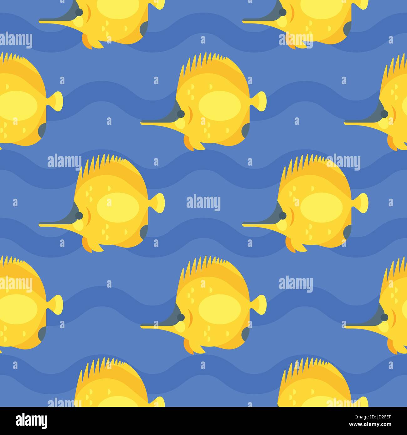 Vector flat style seamless pattern with yellow fish. Icon for web ...