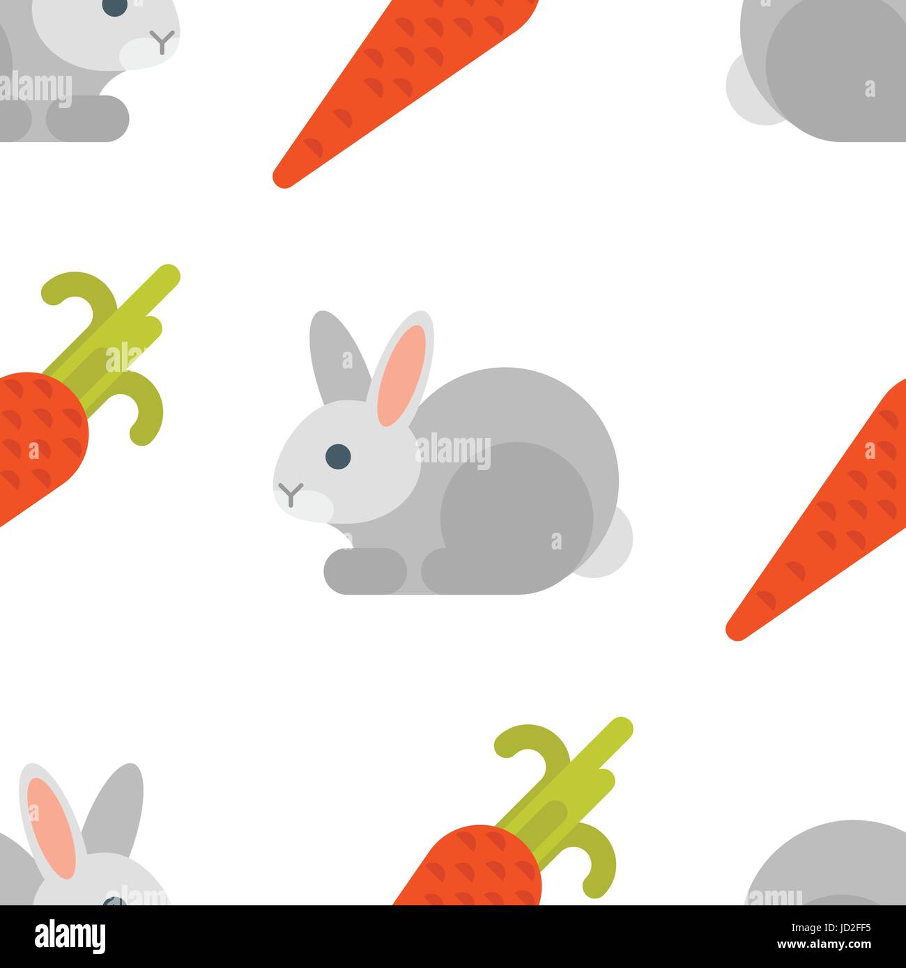 Vector flat style seamless pattern with rabbit and carrot. Icon for web ...