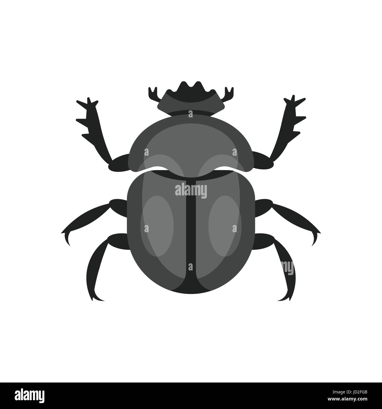 Vector flat style illustration of scarab beetle. Icon for web. Isolated