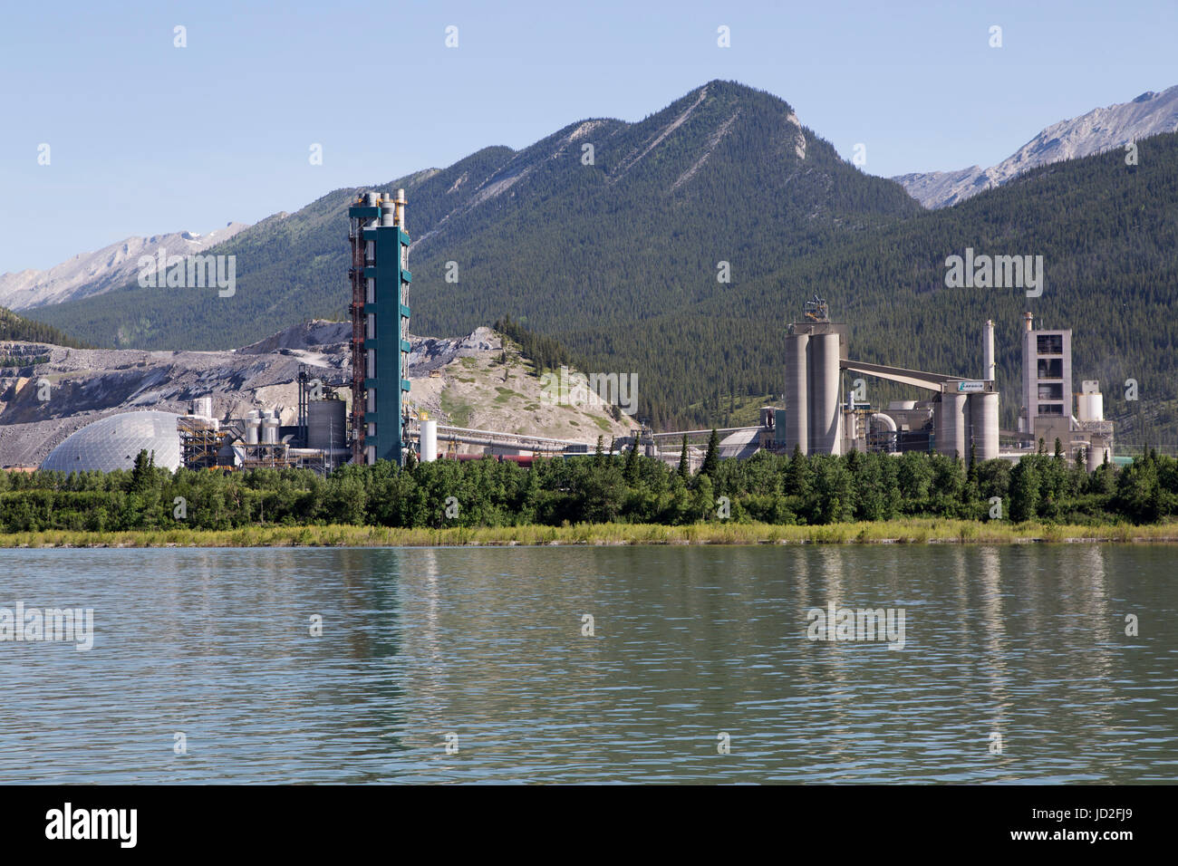 The Lafarge Exshaw plant at Lac des Arcs in the Canadian Rockies of